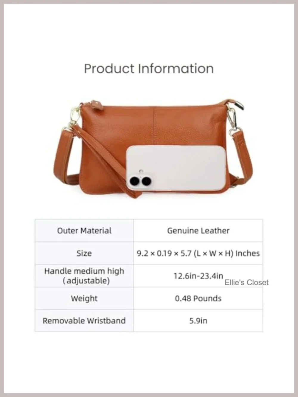 Genuine Leather Wristlet Wallet Small Crossbody Purse with Adjustable Strap